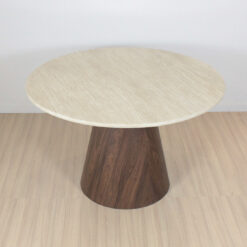 MESA REDONDA MALLORCA PIE NOGAL CON TAPA DE MARMOL 120 CM