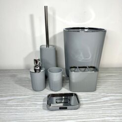 SET DE BAÑO CORA 6 PIEZAS GRIS