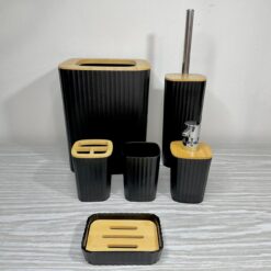 SET DE BAÑO AMANDA 6 PIEZAS NEGRO