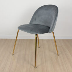 SILLA FRANK TAPIZADA PANA GRIS PATA DORADA