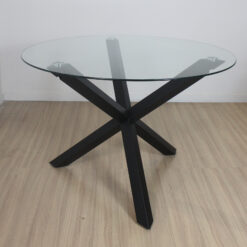 MESA PALMA PATA NEGRA REDONDA VIDRIO 110 CM