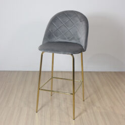 BANQUETA PRAGA  ALTA PATA DORADA GRIS AL ASIENTO 73 CM