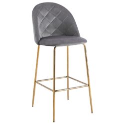 BANQUETA PRAGA PATA DORADA GRIS