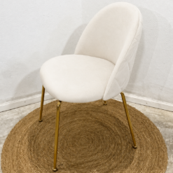SILLA FRANK TAPIZADA PANA BEIGE PATA DORADA