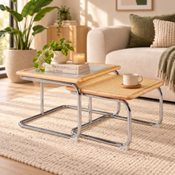MESA RATONA CESCA DOBLE RATTAN COLOR NATURAL